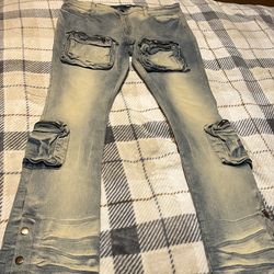 Stacked cargo jeans