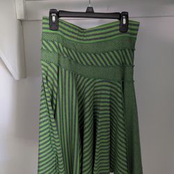 Women's Lux Lime Green & Grey Striped Skirt Size S