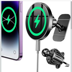 Coolpow for Magsafe Car Mount Charger【100% Stable】15W Magsafe Car Charger Magnetic Phone Holders for Your Car Accessories for Women Men Car Phone Hold