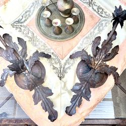 2 Beautiful Antique Metal  Sconces