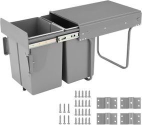 Double Pull Out Trash Can, Garbage for Under Kitchen Cabinets 44 Qt with Soft-Close Slides