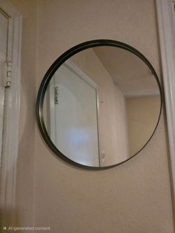 Round Wall Mirror with Black Metal Frame