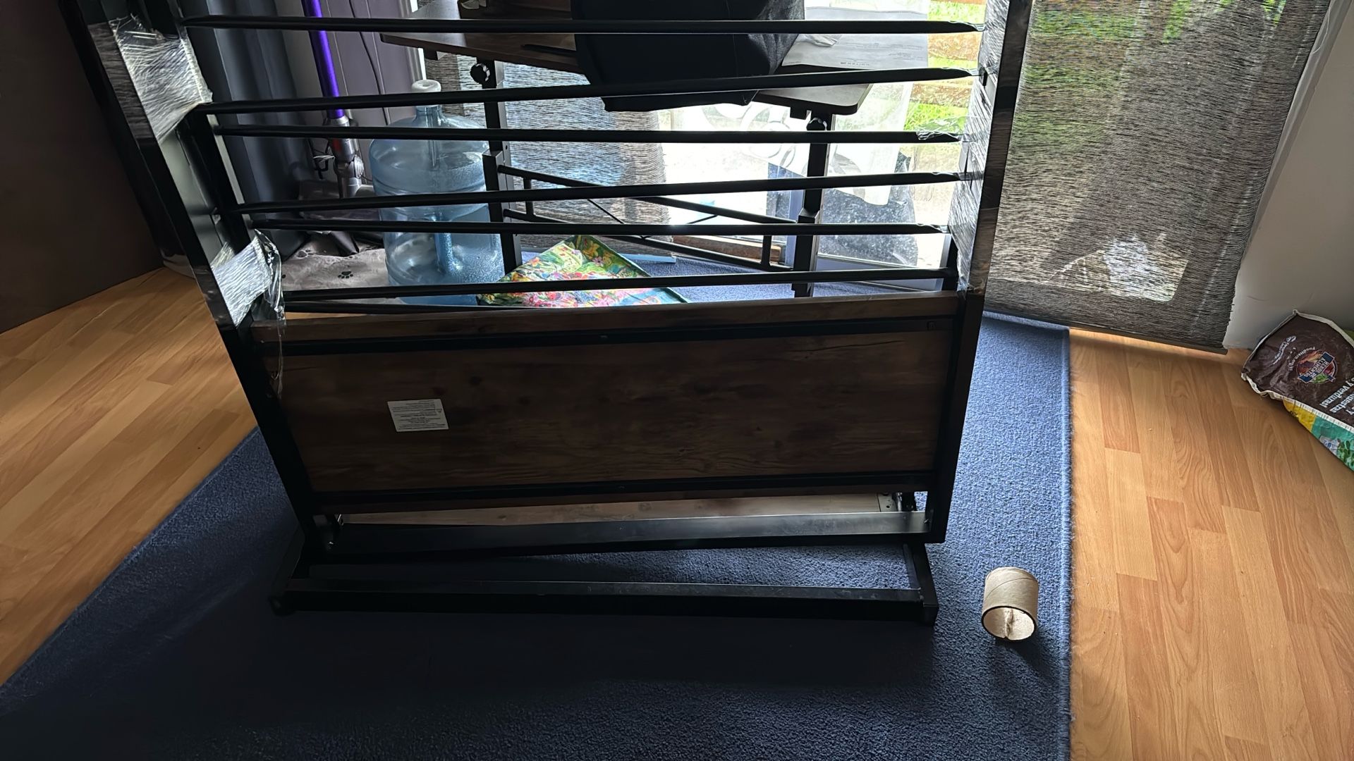 Twin Bed Frame. Metal And Wood Headboard And Foot Board