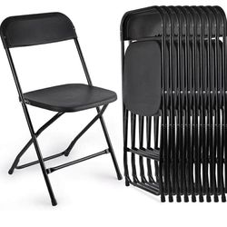 10 Pack Black Folding Chairs, Portable Stackable Commercial Foldable Chair, Indoor Outdoor Plastic Folding Chair for Events/Office/Home/Wedding/Party,
