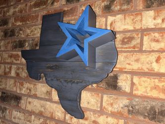 (NEW) Wood Custom Texas With Star Decor