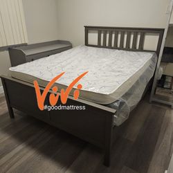 QUEEN PILLOW TOP MATTRESS WITH BOX SPRING 2PC. BED FRAME ISN'T AVAILABLE