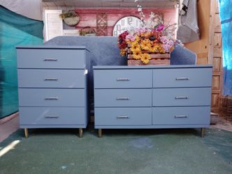 Vintage gray Small two piece wood dresser set