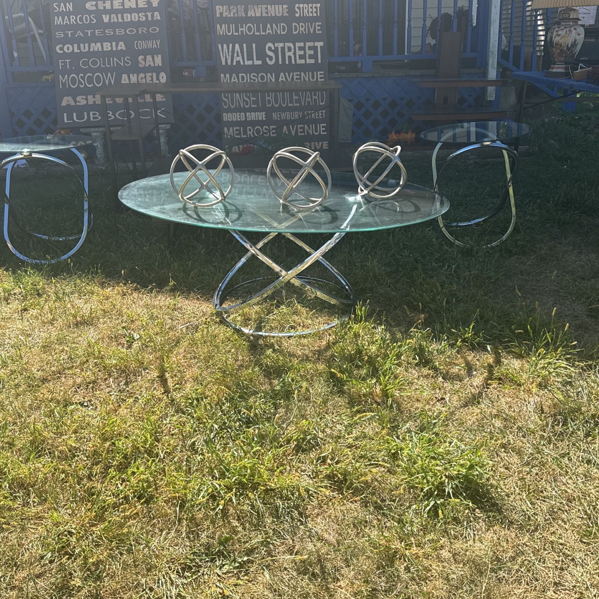 3set Glass Table