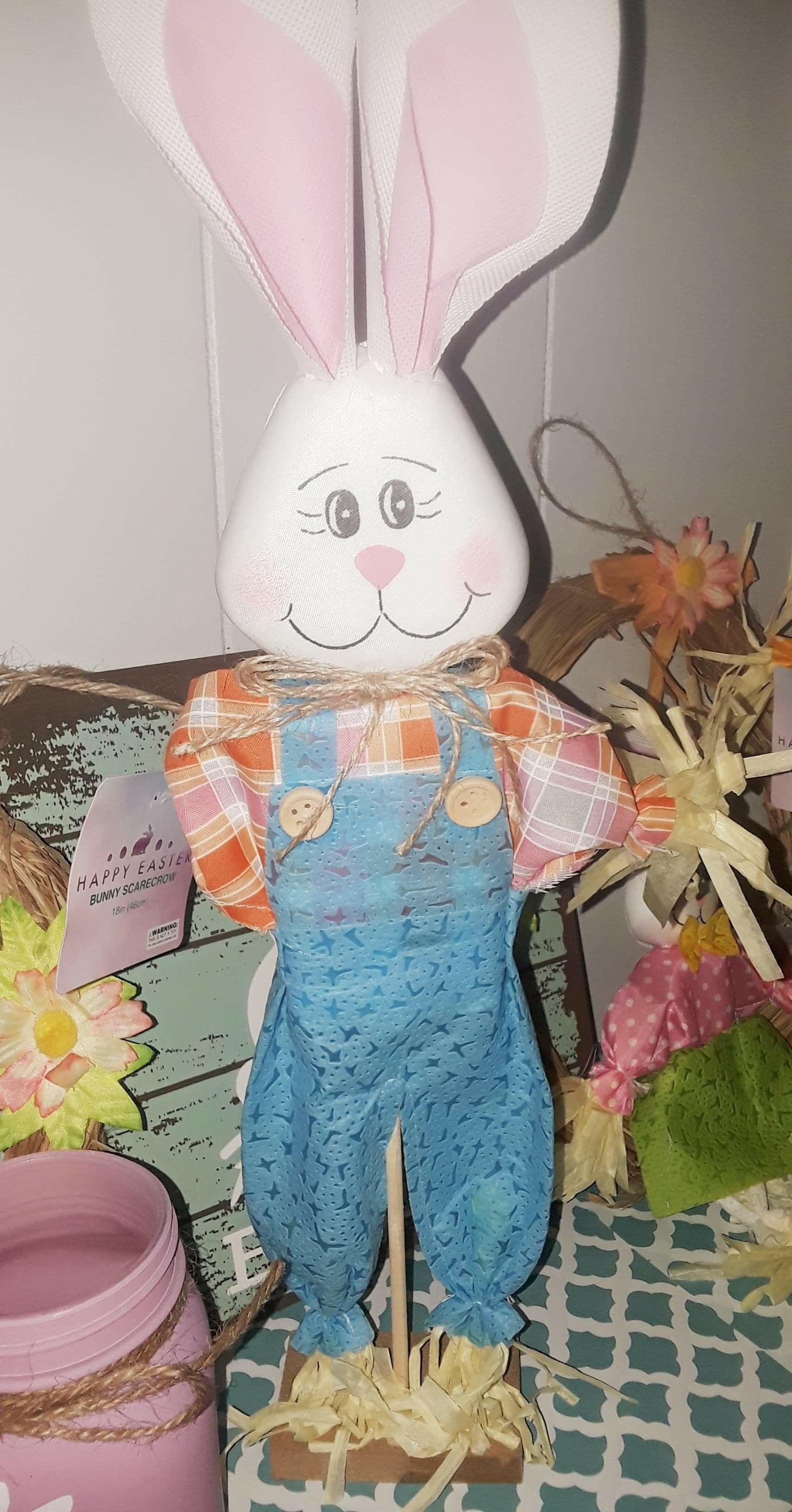 FARMHOUSE SCARECROW EASTER BUNNY TABLE TOP DECOR PASCUA