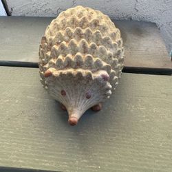 Really Cute 7 Inch Ceramic Hedgehog Lawn Ornament Used - Really Good Brown