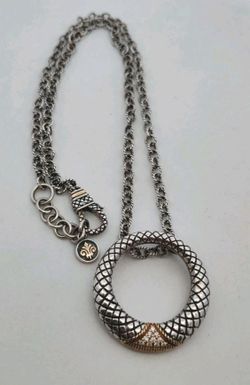 Andrea Candela, Sterling Silver & 18K Gold Diamond Circular Pendant Necklace
