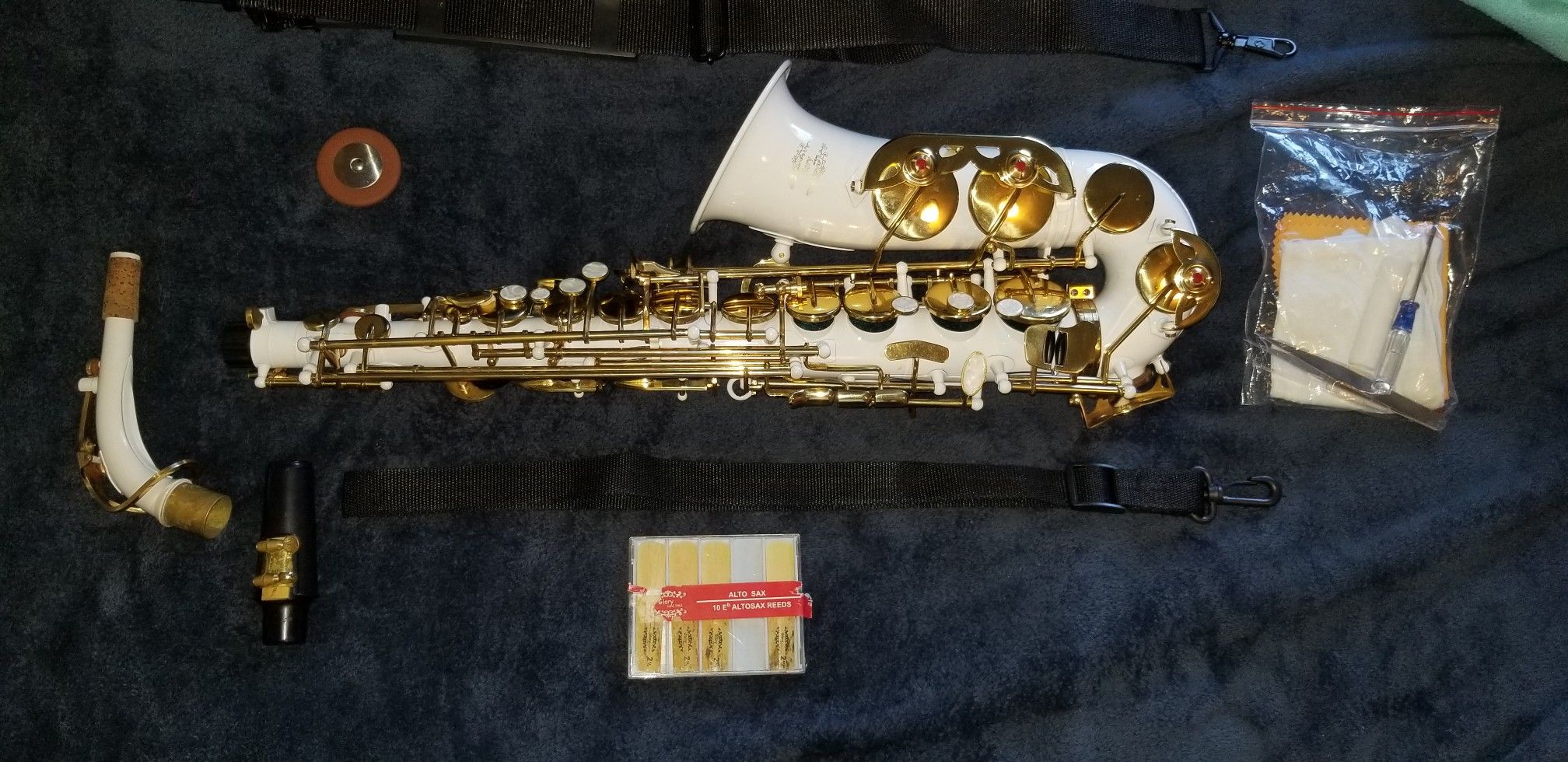 White Saxophone Gold Trim