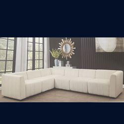 Macys Home White Microfiber Sectional Couch Modern Style 