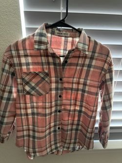 Girls 10 years cotton shirt pink check. 