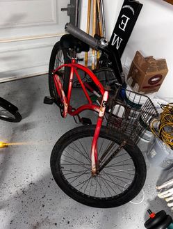 Red beach Cruiser  with Front Basket