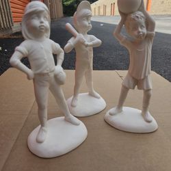 Bisque Ceramic Sports Figures 