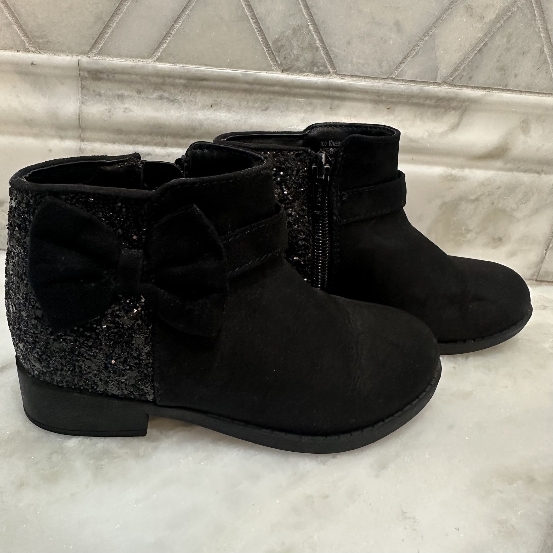 Size 10 Toddler Girl Black Glitter Boots