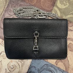 Gucci Jackie Soft Calfskin Black Leather Flap Convertible Wallet