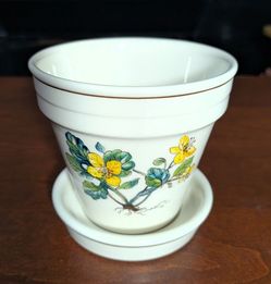Vintage Villeroy & Boch Botanica round flower pot and matching saucer
