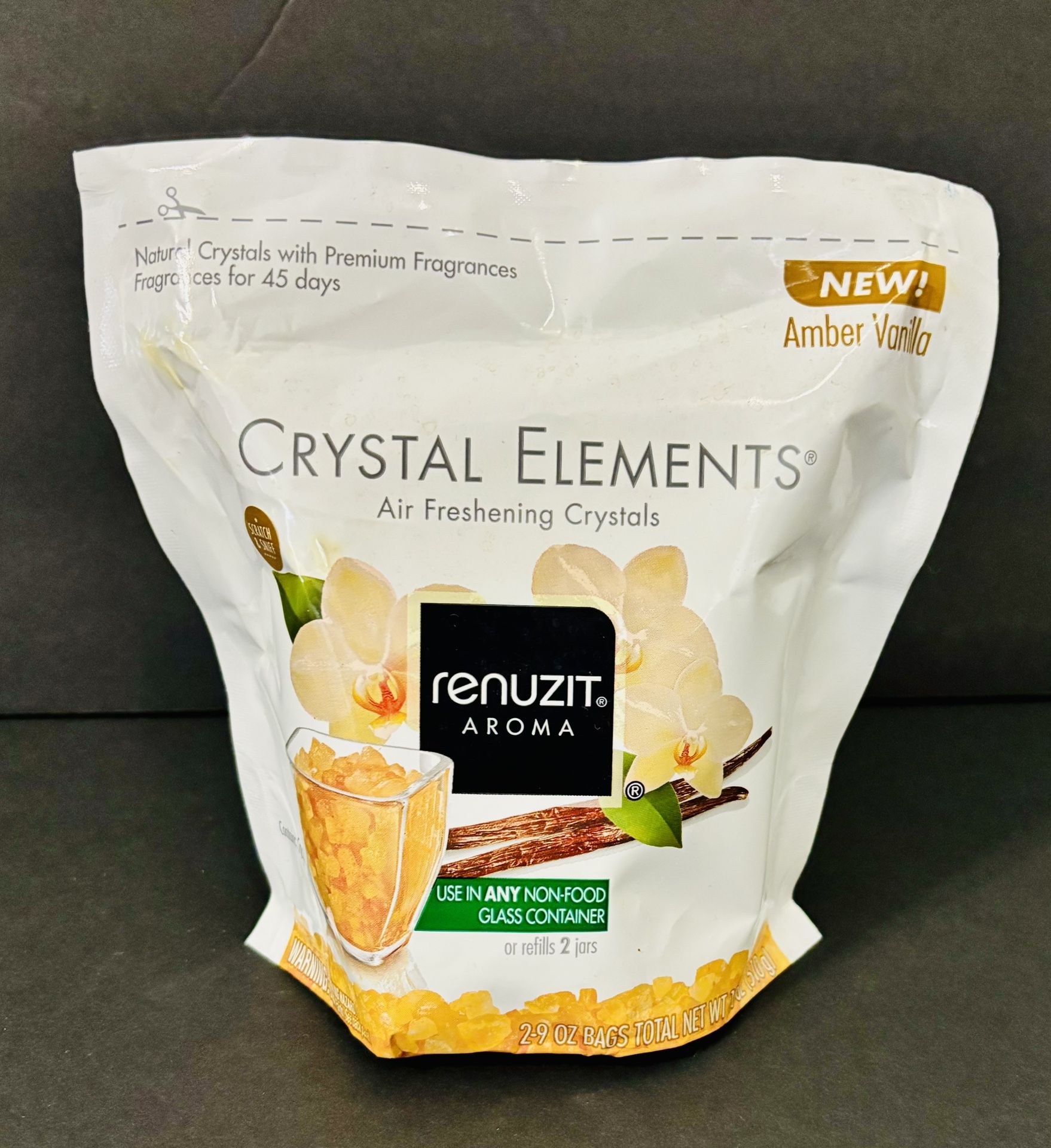 Renuzit Aroma Crystal Elements Amber Vanilla Pack 18 oz Authentic Discontinued