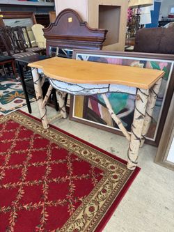 Rustic Birch Log Console Table