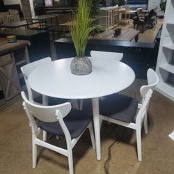 White / Gray Mid Century Modern Style Dining Set (New)