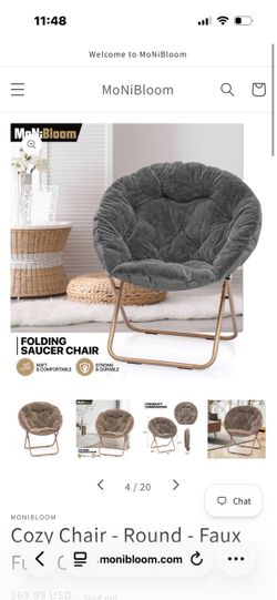 MoNiBloom Folding Faux Fur Saucer Chair