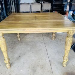 Solid Wood Dining Table With 6 Upholstered Chairs