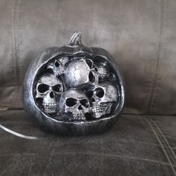 Gothic Pumpkin Filled With Light Up Skulls