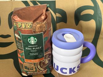 New original purple starbucks coffee cup bundle 1lb of whole bean coffee new