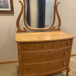 Antique Maple Bureau (dresser with Mirror)
