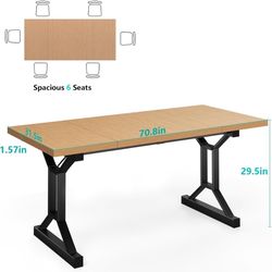 [New] 70.8-Inch Wooden Desk, Modern Executive Desk，Large Farmhouse Home Office Desks, Simple Study Computer Table, Desk Tables for Home & Dining