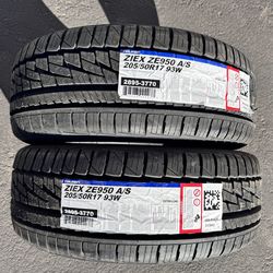 Pair (2) 205 50 17 Falken Ziex ZE950 A/S tires