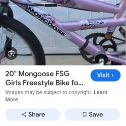 Title:
Mongoose FSG Freestyle Girls BMX Bike 20" — Pink Purple