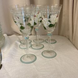 Floral Wine Glasses