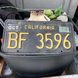 Antique License Plate Black And Yellow 