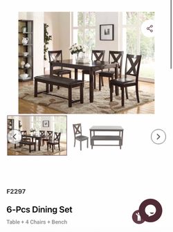 6-Piece Dark Wood Dining Set