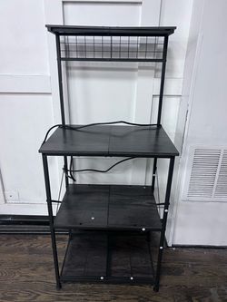 Black 3-Tier shelf with Power Outlets