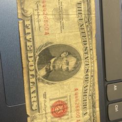 Five Dollar Bill Red Label