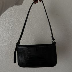 Black Crocodile Print Handbag