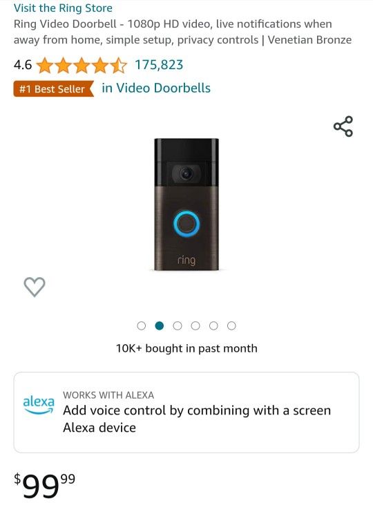 RING Video Doorbell (2nd Venetian Bronze