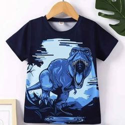 Toddler Boy Black T-shirt Size 2T Blue Dinosaur 