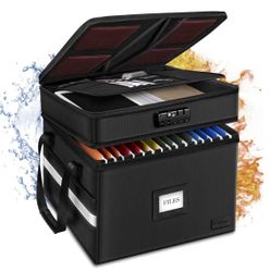 New Fireproof Document Box with Lock, 2 Layer File Cabinet Organizer with 5 Tab Inserts