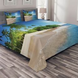 Beach Scene Queen Blanket & Shams