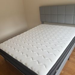 Queen Mattress and Linen Bed Frame