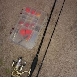 2 Piece Zebco Fishing Rod And Tackle Box 