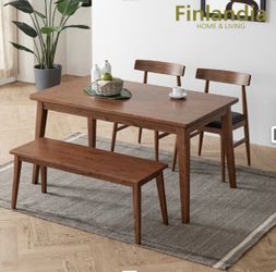 Table, bench and chairs
