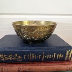 Small Antique Chinese Engraved Brass Bowl 