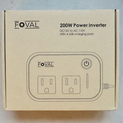 200W Power Inverter For Car, USB Charging Ports