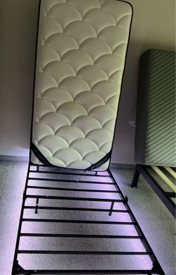 Pick up ASAP - OBO Twin Floating Bed Frame with LED LIGHTS PLUS DREAMCLOUD Twin Mattress - Moving out SALE